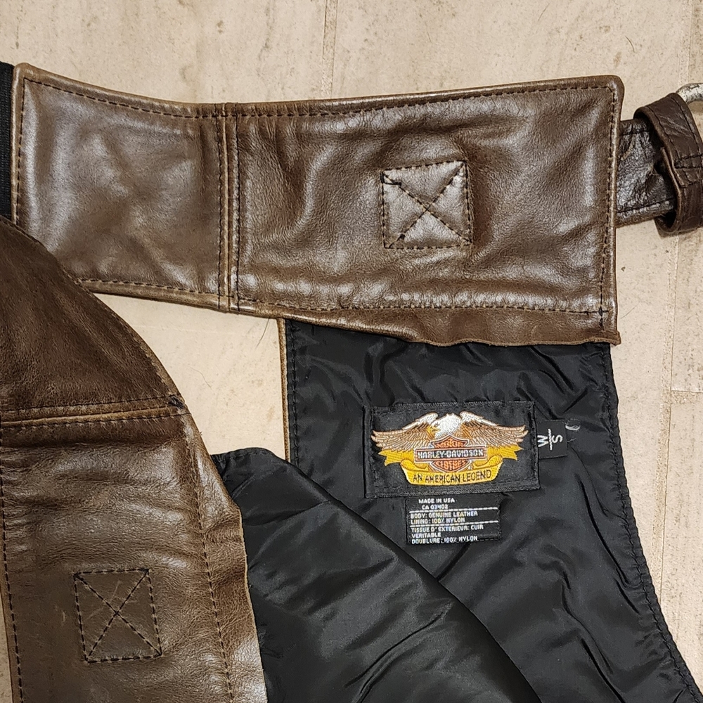 Harley-Davidson brown leather chaps with lining -  women's size small